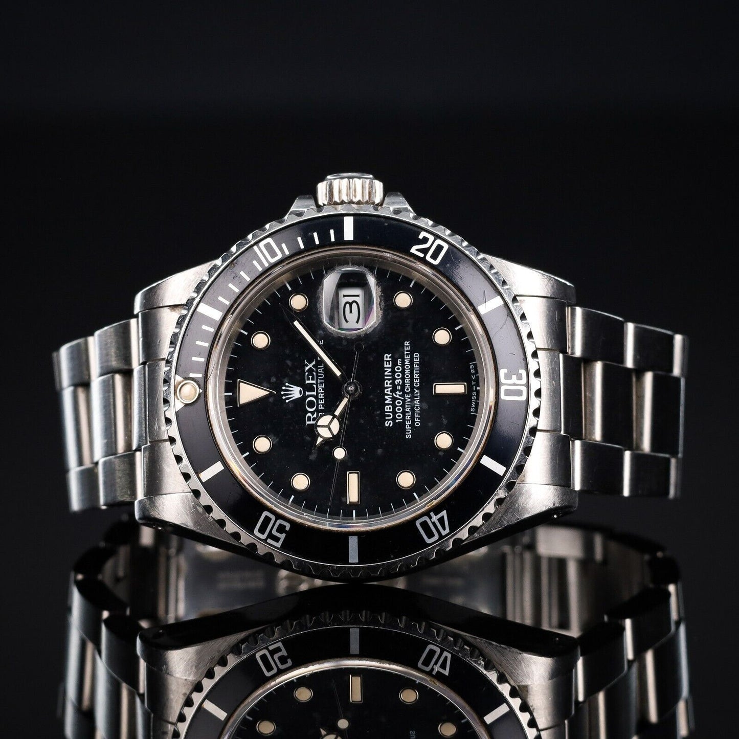 Rolex Submariner Silver Oyster Bracelet with Black Bezel -16800