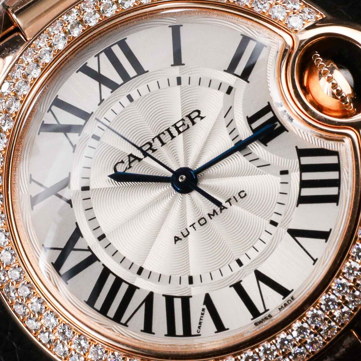 Cartier Ballon Bleu 33mm Rose Gold Diamond Womens Watch -WE902034