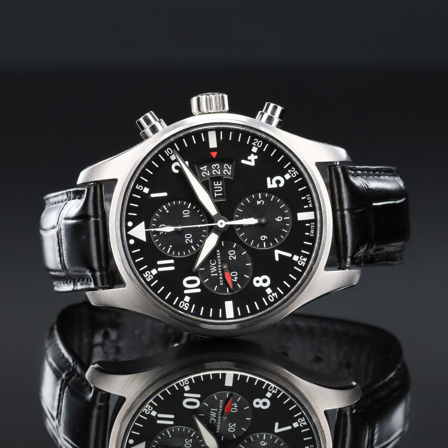 IWC Pilot's Watch Men's Black Watch with Leather Strap - IW377701