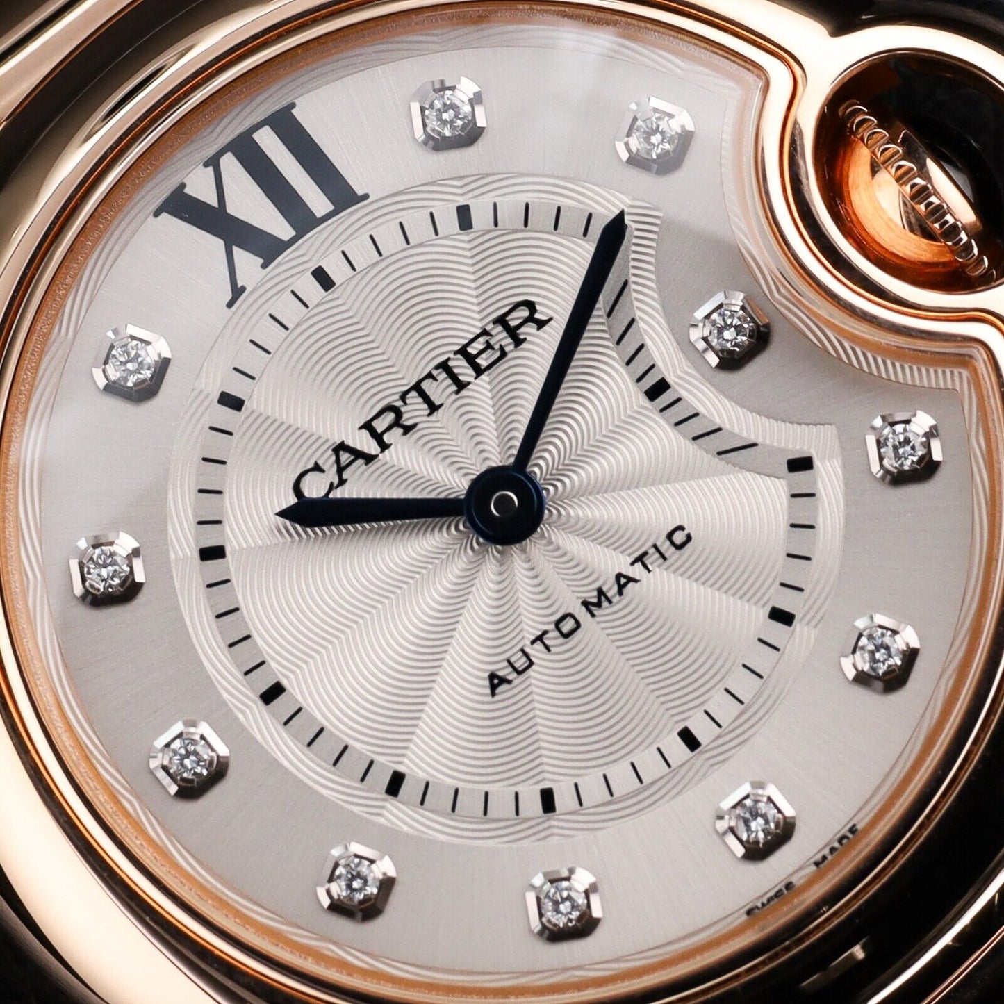 Cartier Ballon Bleu Rose Gold Diamond Markers 33mm White Dial-WE902062