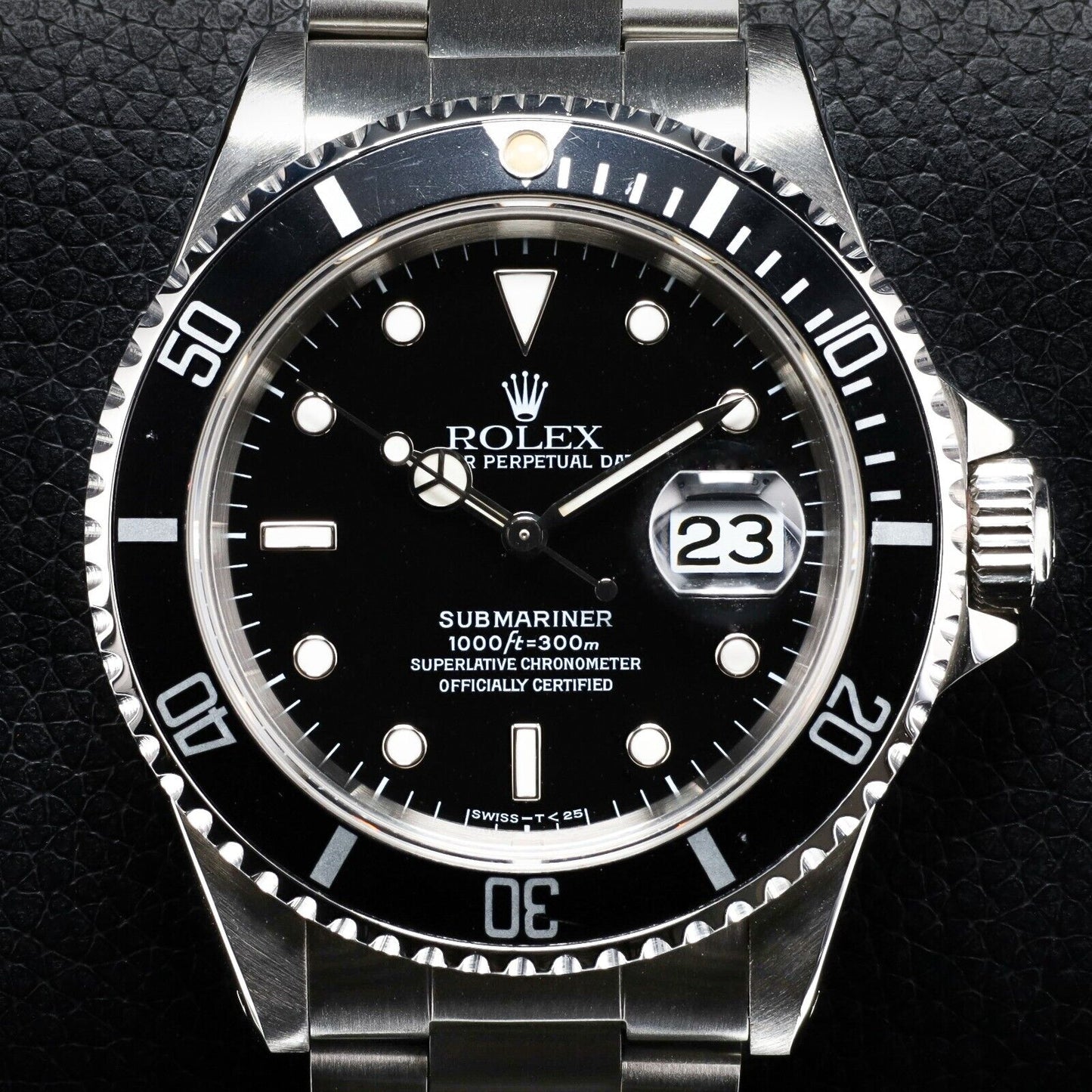 Rolex Submariner Silver Oyster Bracelet with Black Bezel- 16610