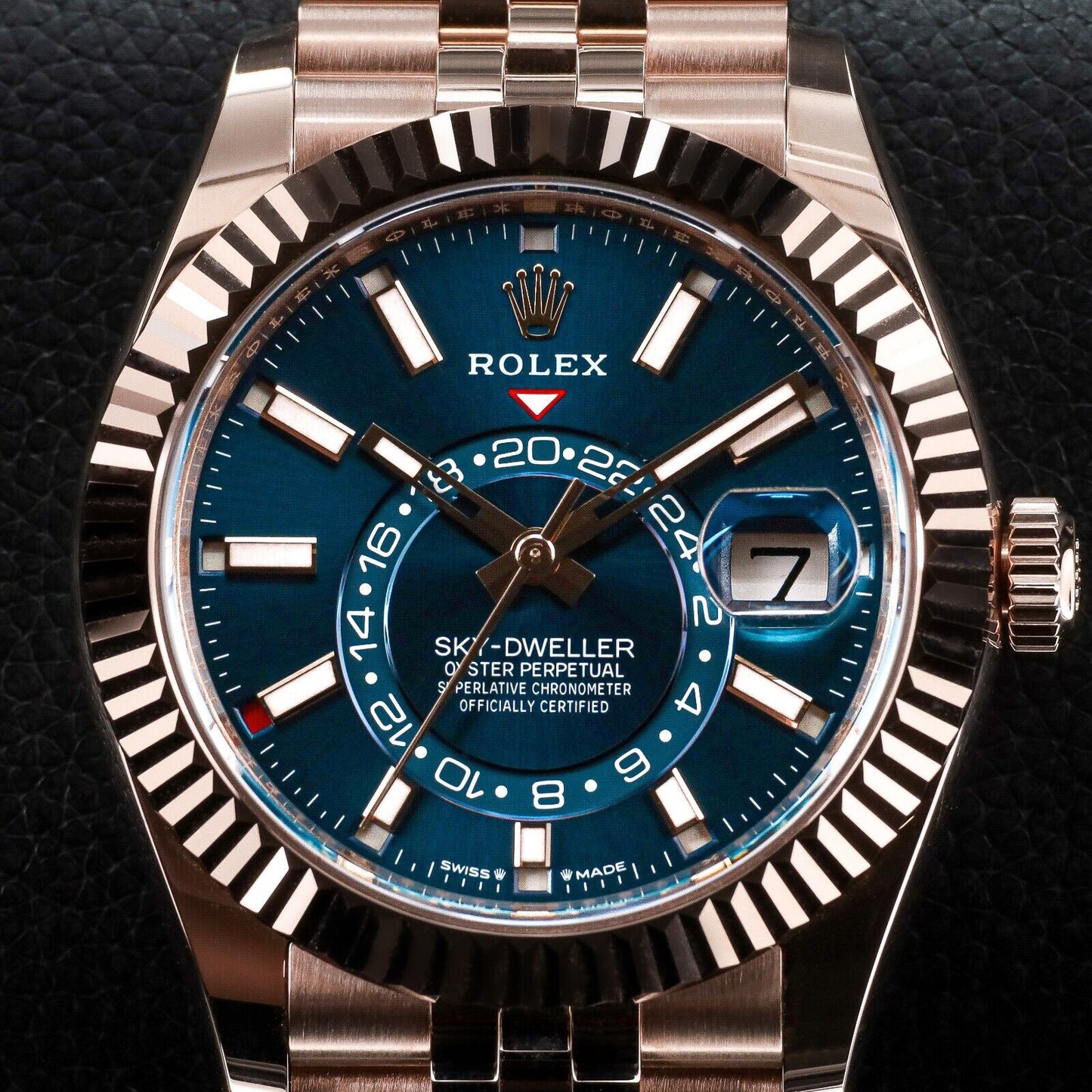 Rolex Sky-Dweller NEW Blue Dial Rose Gold Jubilee Bracelet 42mm-336935