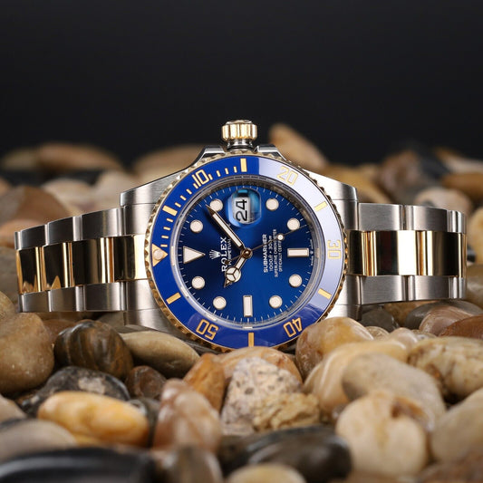 Rolex Submariner Silver and Gold Oyster Bracelet with Blue Bezel-126613LB