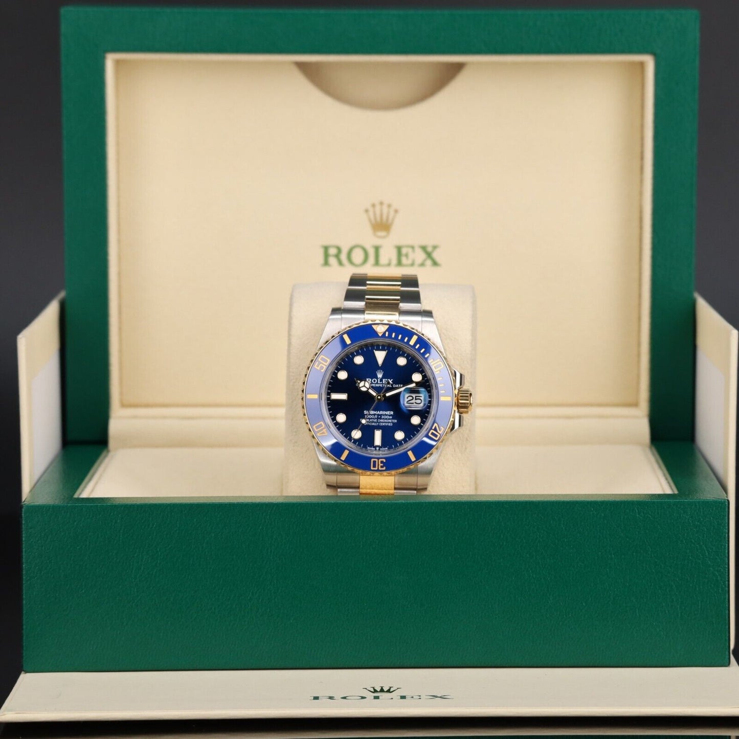 Rolex Submariner Silver and Gold Oyster Bracelet with Blue Bezel-126613LB