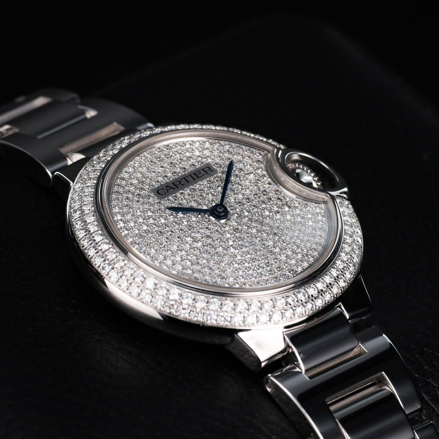 Cartier Ballon Bleu White Gold Pave Dial 33MM -WE902048