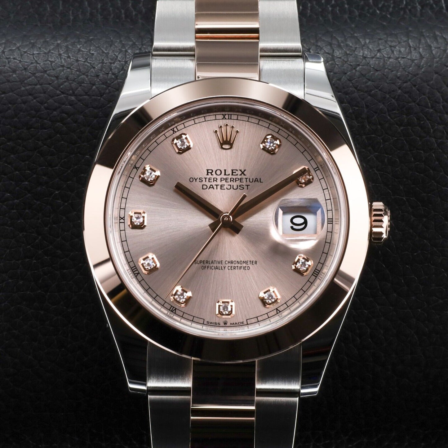 Rolex Datejust NEW with Silver Oyster Bracelet with Rose Gold Bezel-126301