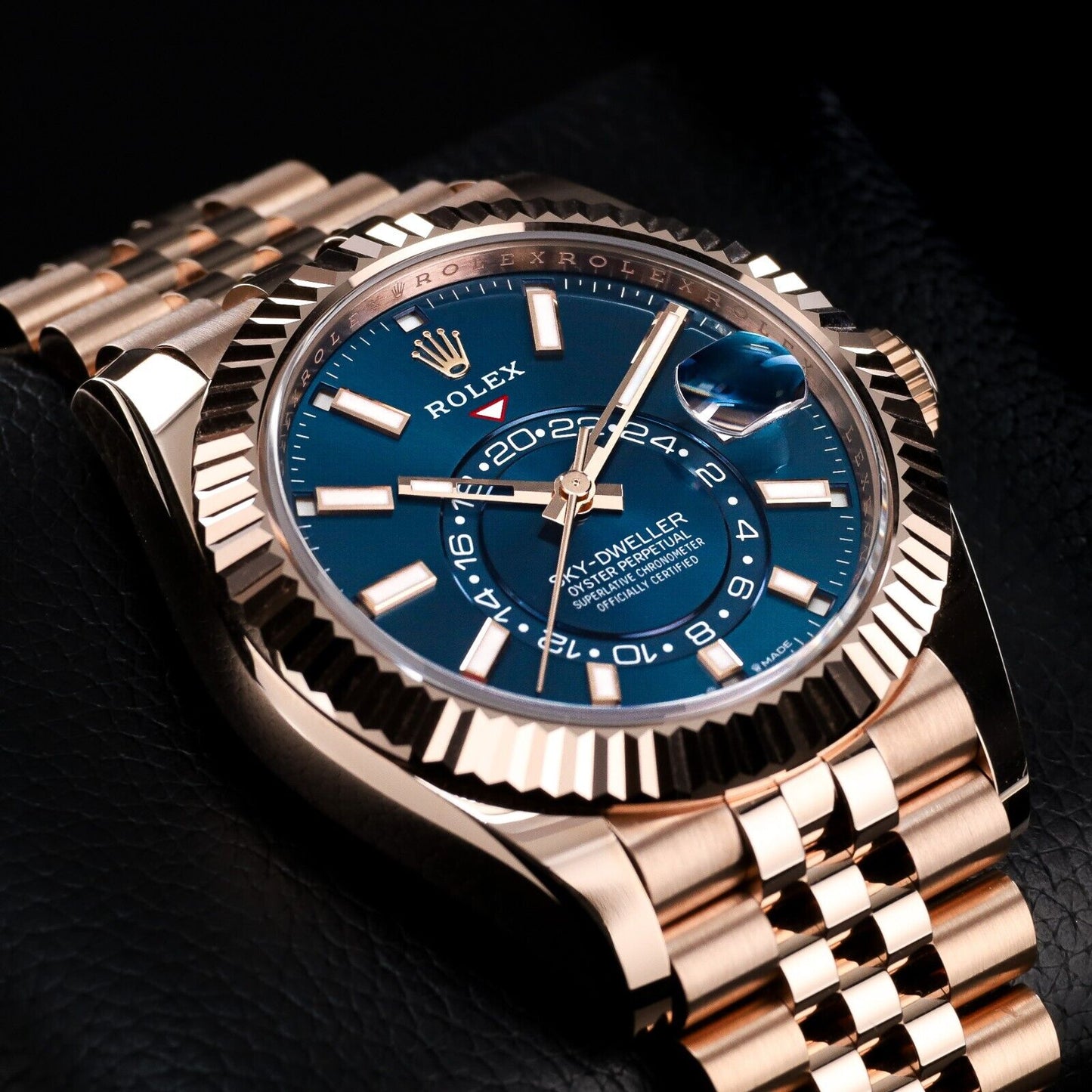 Rolex Sky-Dweller NEW Blue Dial Rose Gold Jubilee Bracelet 42mm-336935