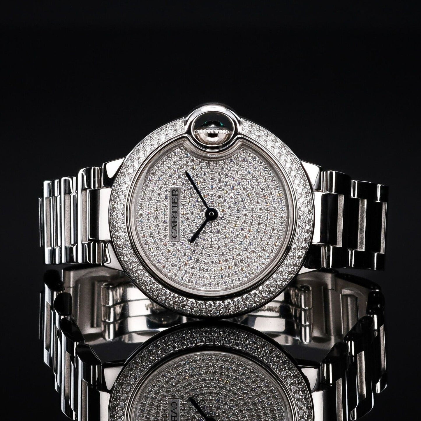 Cartier Ballon Bleu White Gold Pave Dial 33MM -WE902048