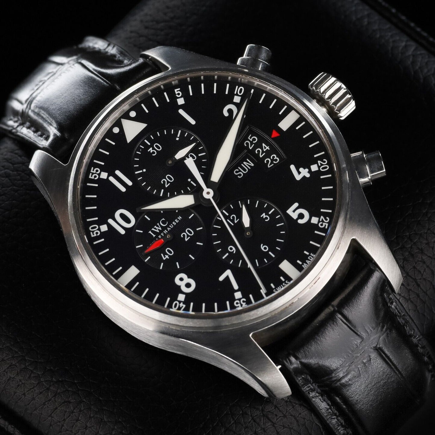 IWC Pilot's Watch Men's Black Watch with Leather Strap - IW377701