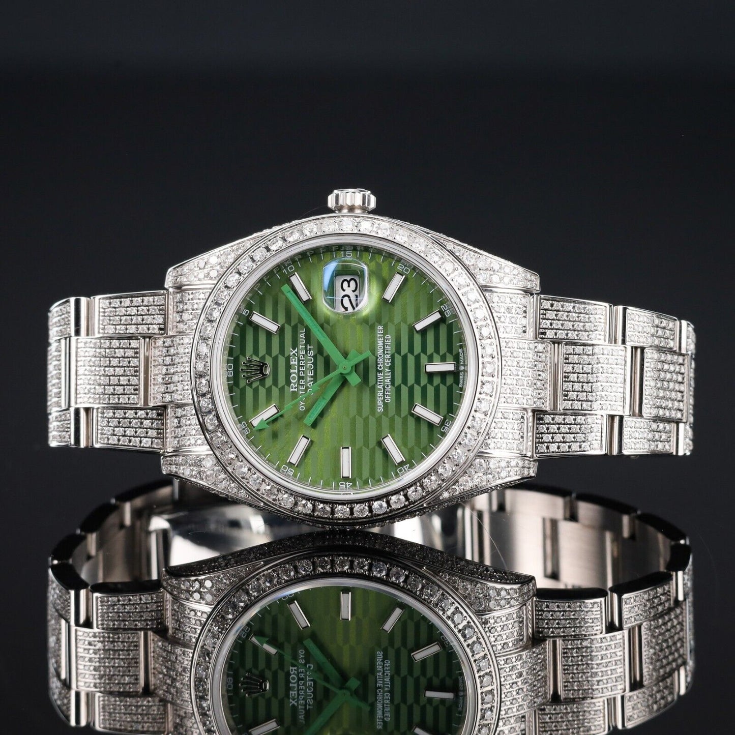 Rolex DateJust Green Dial Bussdown -126300