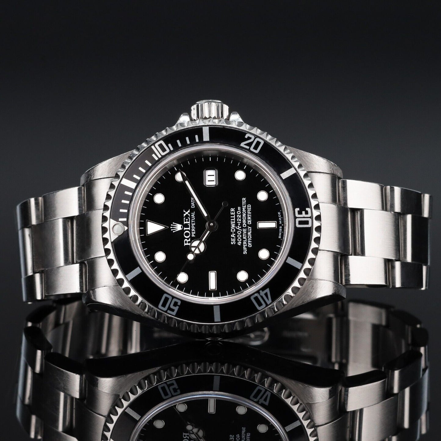 Rolex Sea-Dweller Silver Oyster Bracelet with Black Bezel-16600