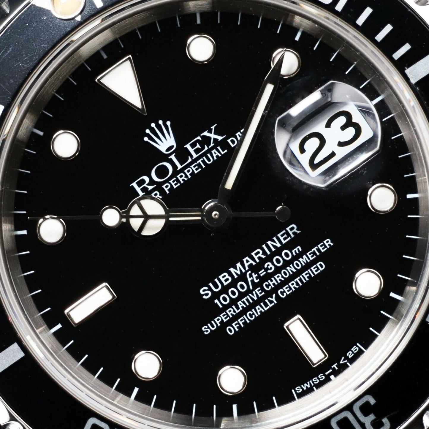 Rolex Submariner Silver Oyster Bracelet with Black Bezel- 16610