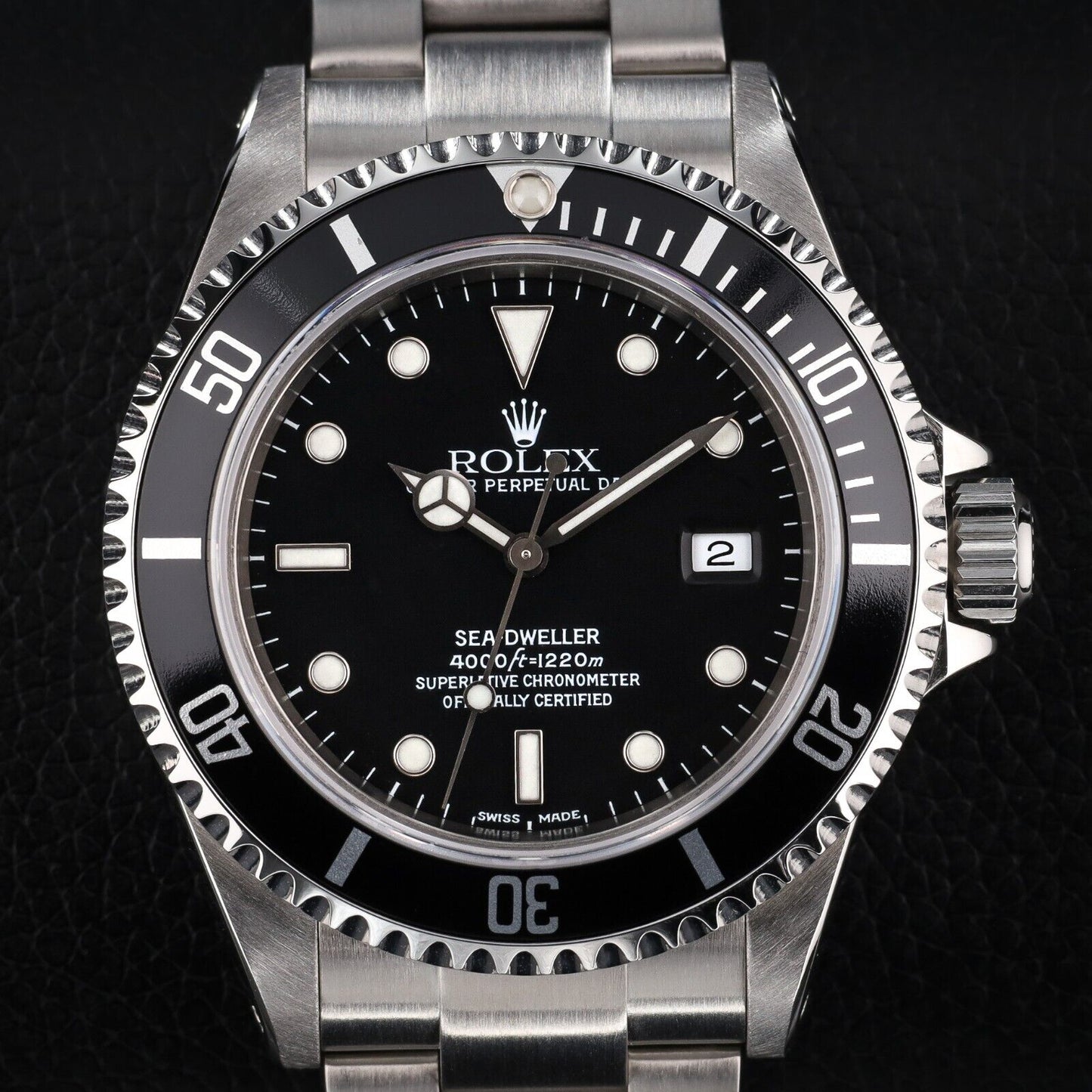 Rolex Sea-Dweller Silver Oyster Bracelet with Black Bezel-16600