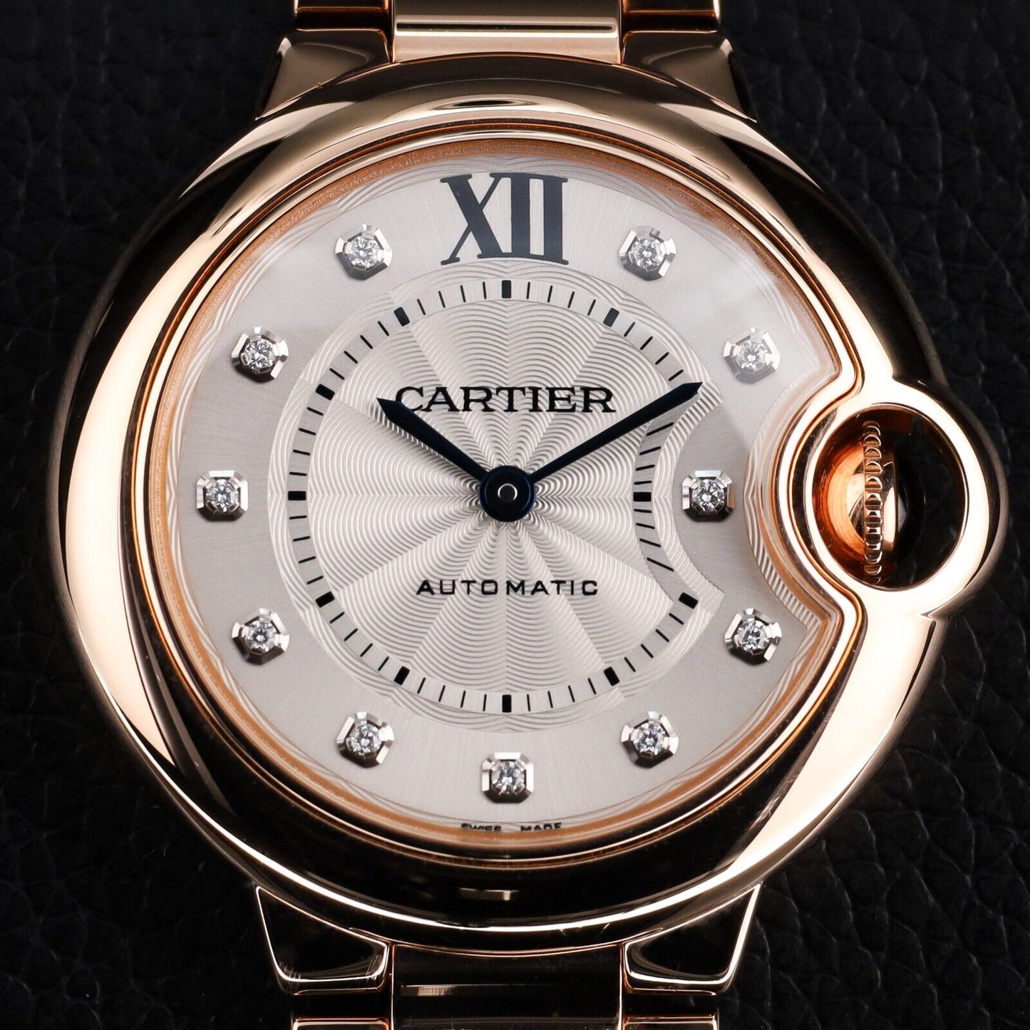 Cartier Ballon Bleu Rose Gold Diamond Markers 33mm White Dial-WE902062