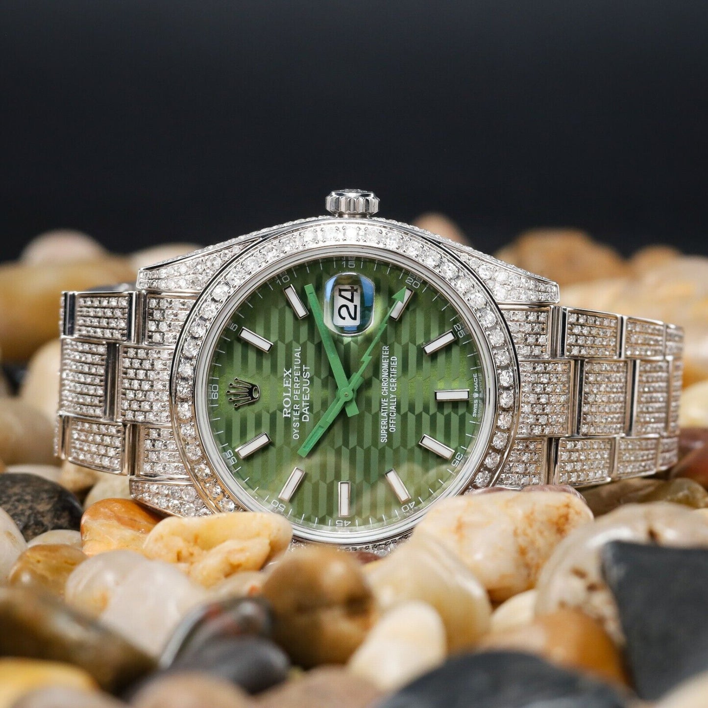 Rolex DateJust Green Dial Bussdown -126300