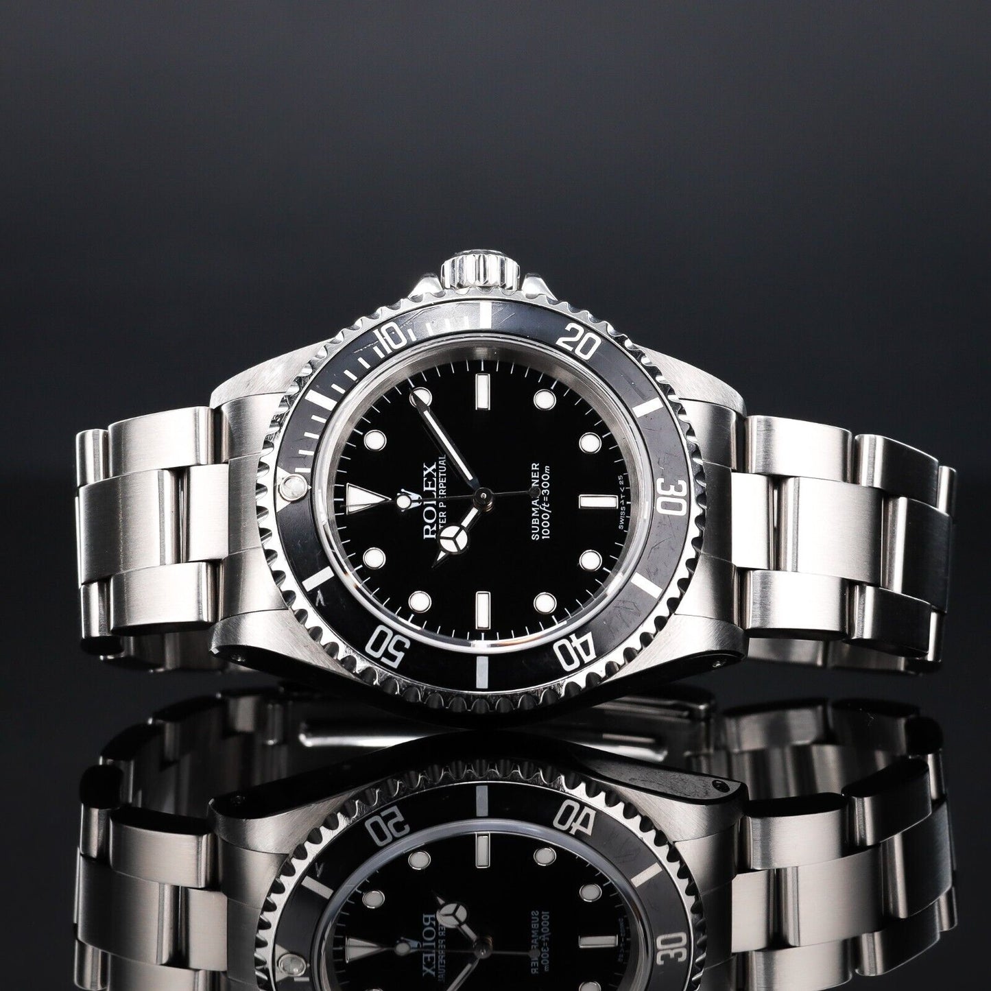 Rolex Submariner Silver Oyster Bracelet with Black Bezel-14060