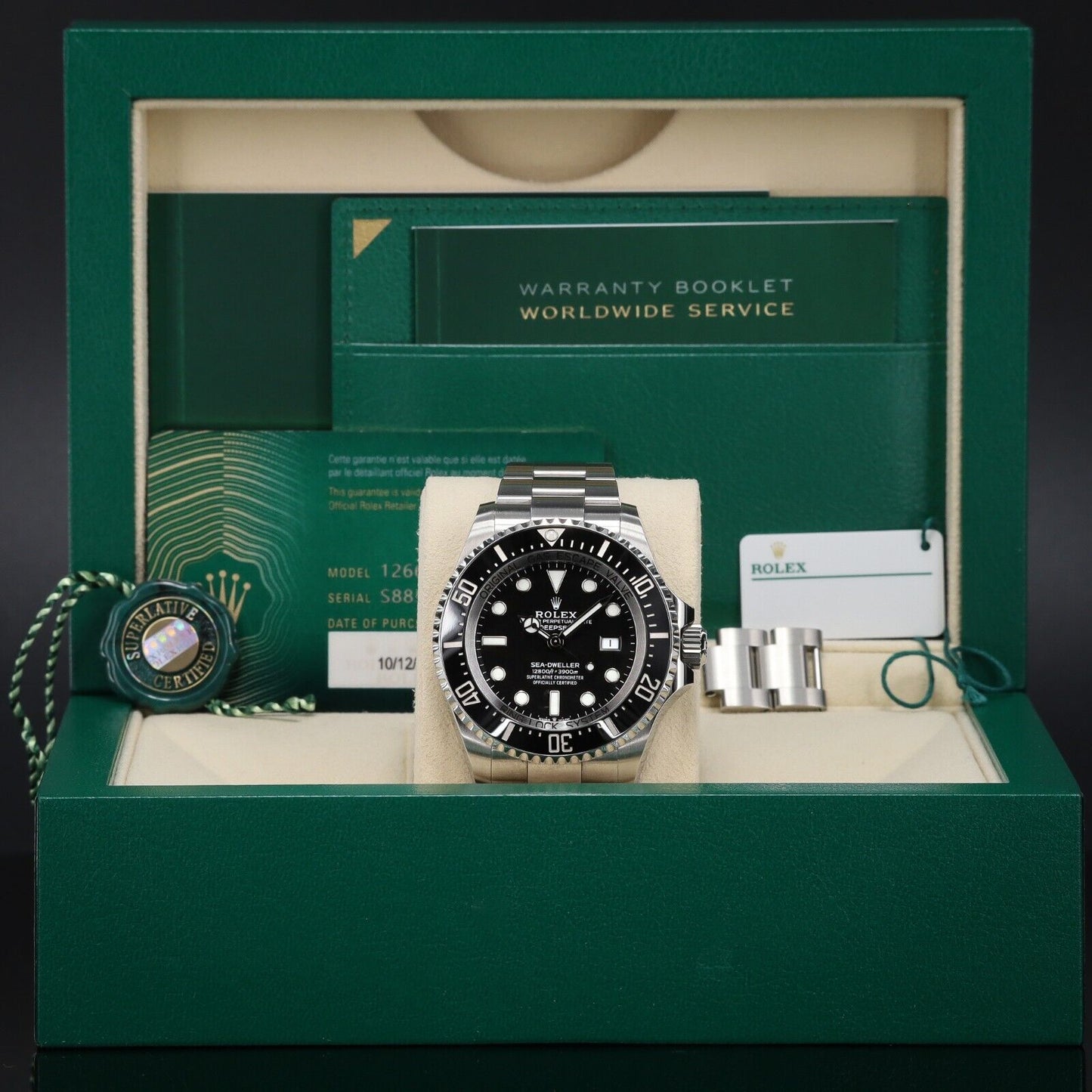 Rolex Sea-Dweller Silver Oyster Bracelet with Black Bezel-126660