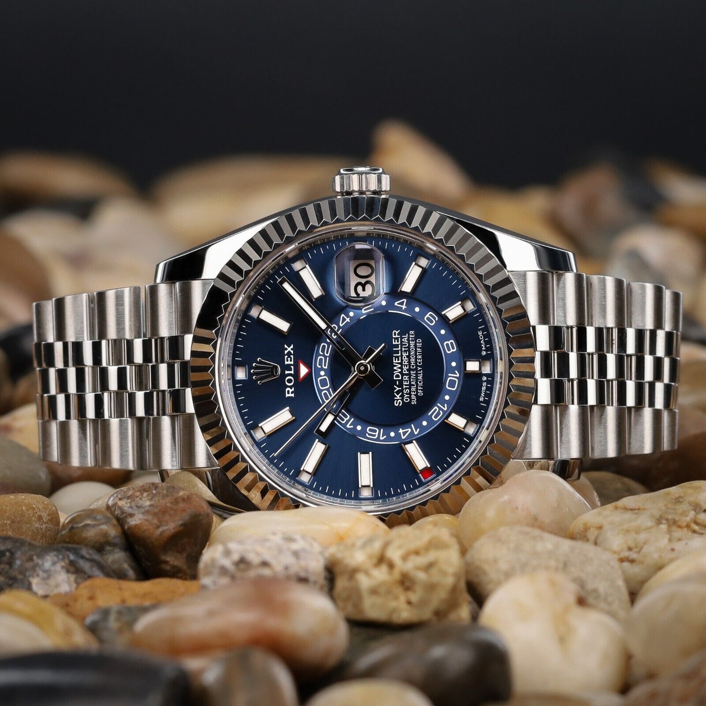 Rolex Sky-Dweller Silver Jubilee Bracelet with Blue Dial-336934