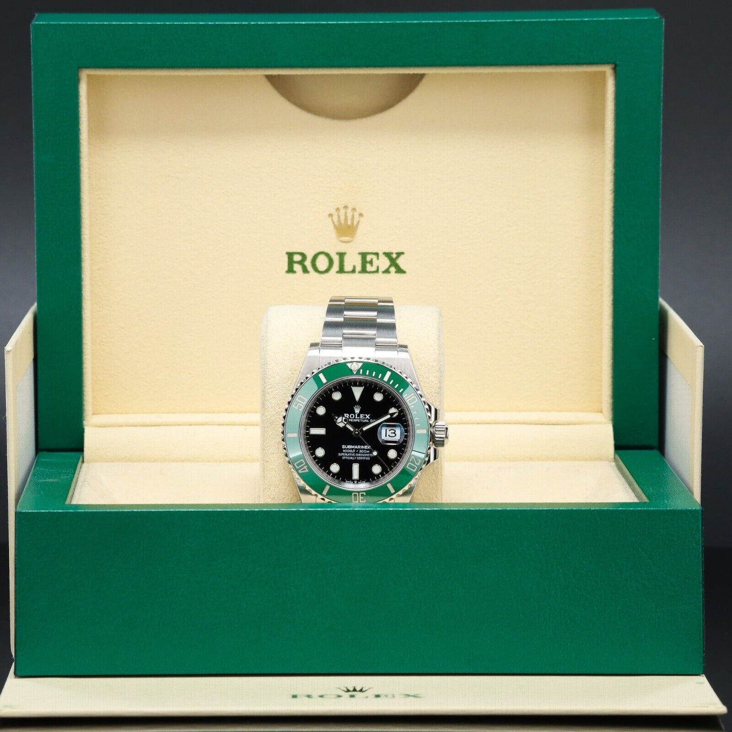 Rolex Submariner Silver Oyster Bracelet with Green Bezel "Starbucks"- 126610LV