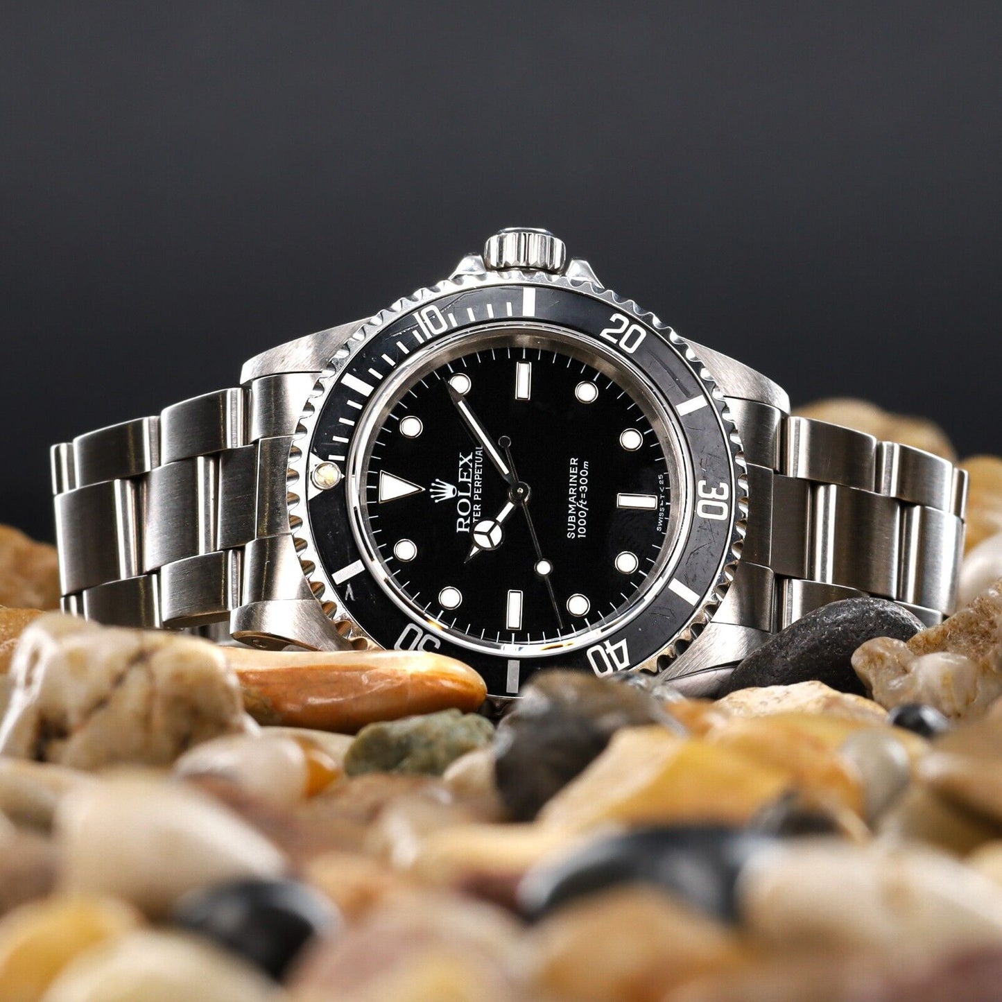 Rolex Submariner Silver Oyster Bracelet with Black Bezel-14060