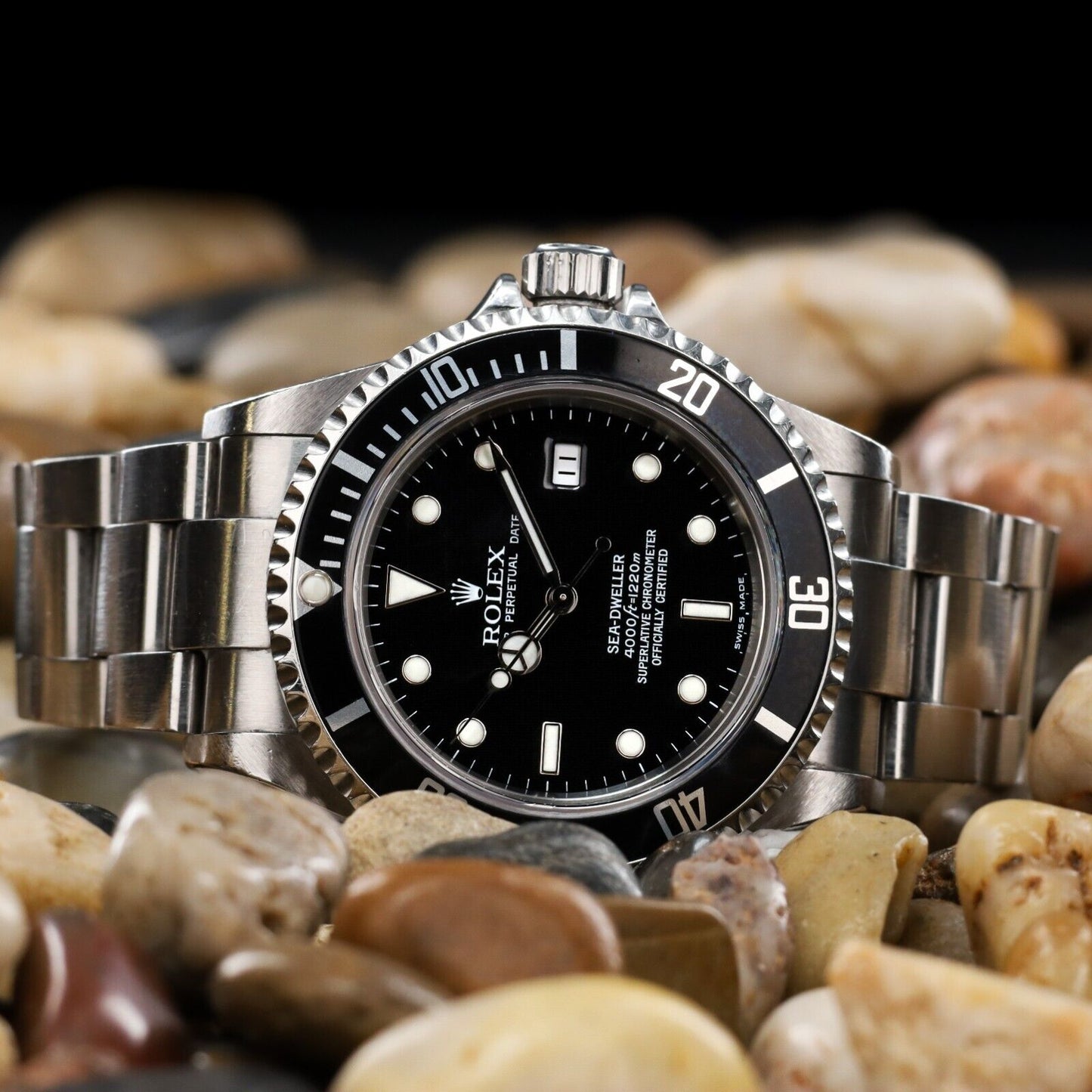 Rolex Sea-Dweller Silver Oyster Bracelet with Black Bezel-16600