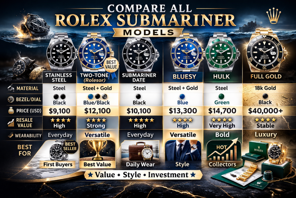 submariner date comparison infographic