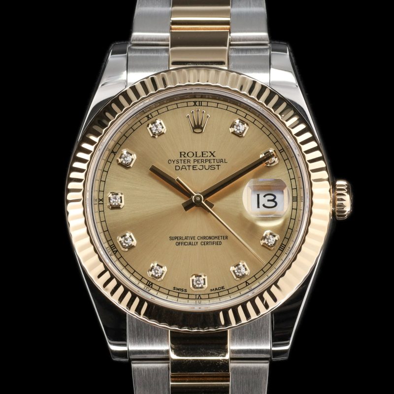 Rolex Datejust 41 Gold Dial Diamond Markers