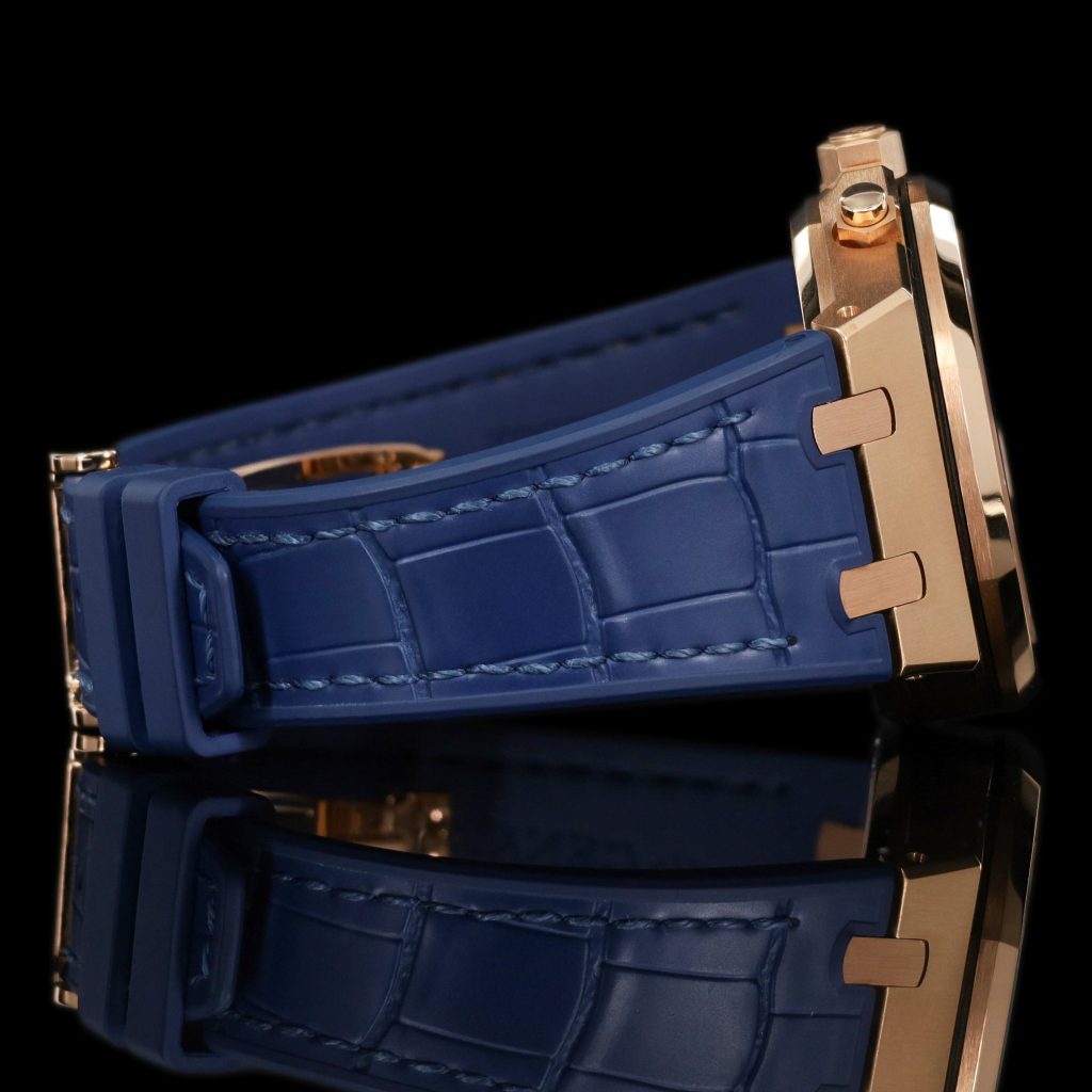 Audemars Piguet Royal Oak Chronograph 41 Rose Gold/Blue/Alligator/open caseback