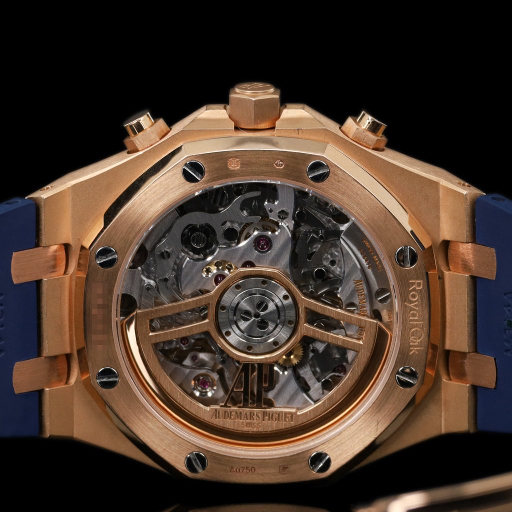 Audemars Piguet Royal Oak Chronograph 41 Rose Gold/Blue/Alligator/open caseback