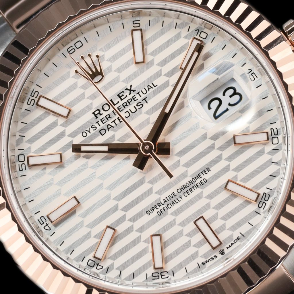 Rolex Datejust Two Tone Rose Gold Silver Motif