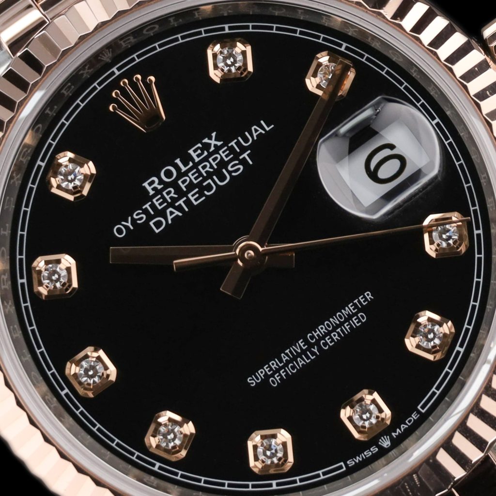 Rolex Datejust 36 36mm Two Tone Diamond Marker Black Dial