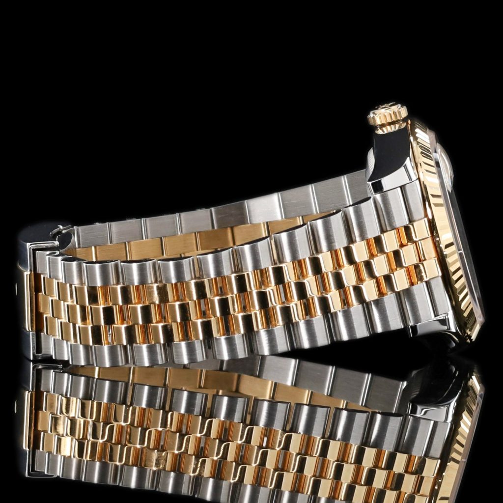 Rolex Datejust 36 Champagne Diamond Dial Two Tone Yellow Gold Fluted Bezel Bracelet