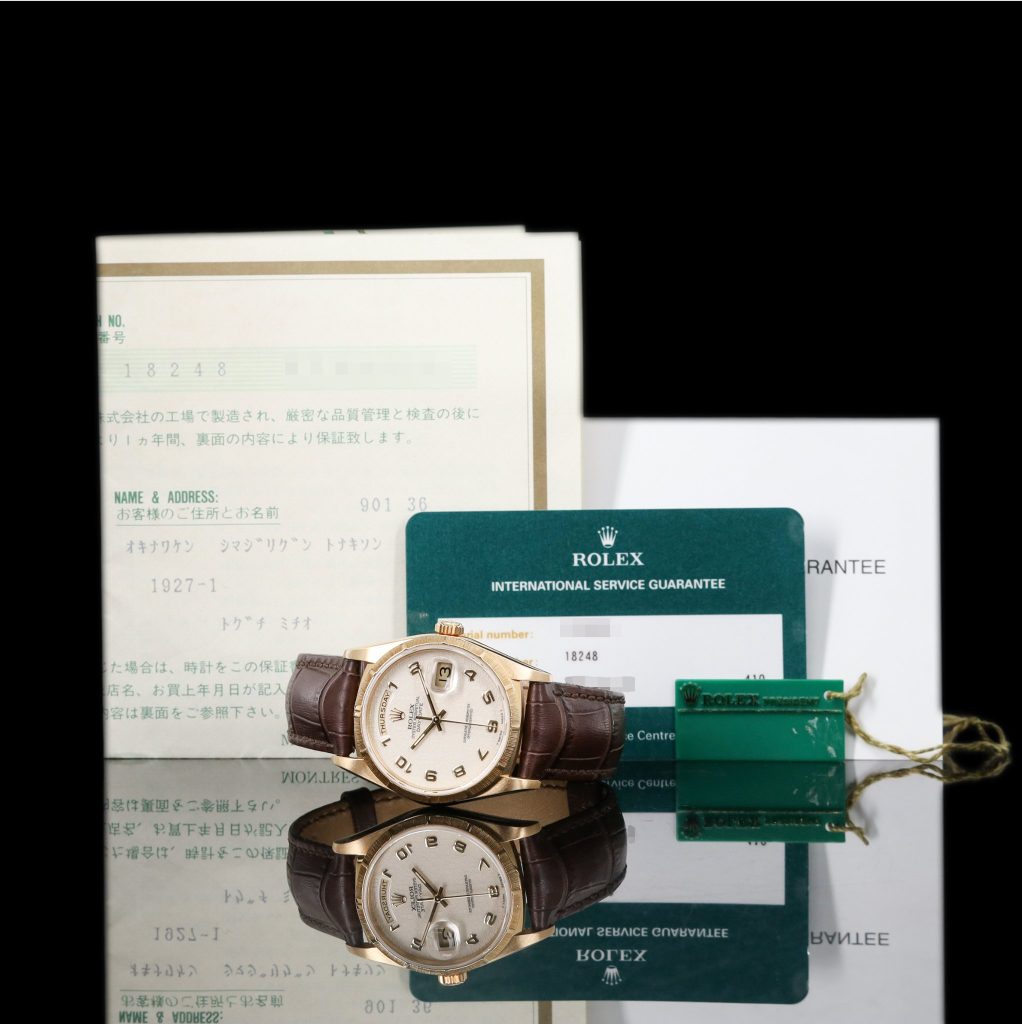 Rolex Day-Date 36 Daydate papers and service card Stretched Bracelet
