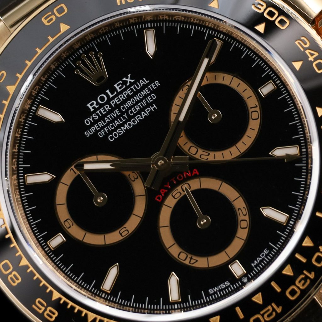 Rolex Daytona Gold Black Dial on Oyster Flex