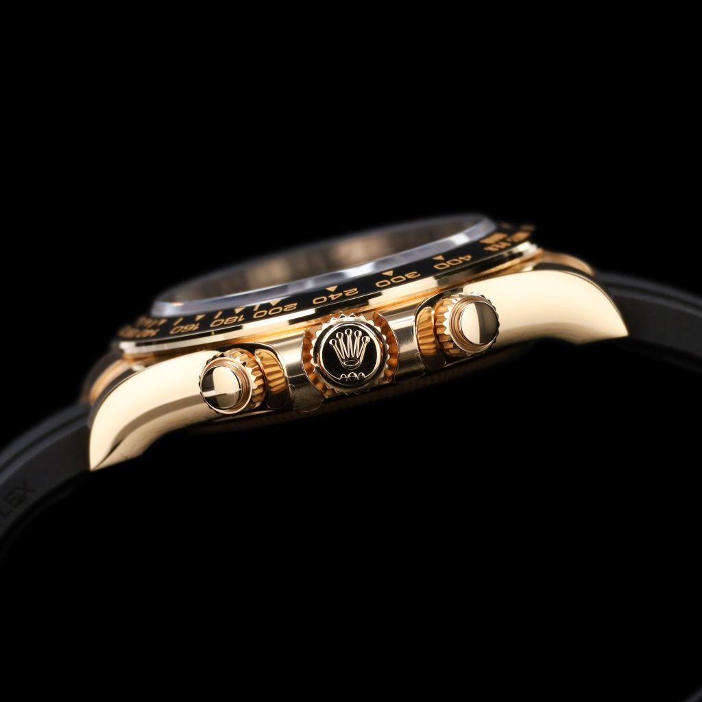 Rolex Daytona Gold Black Dial on Oyster Flex