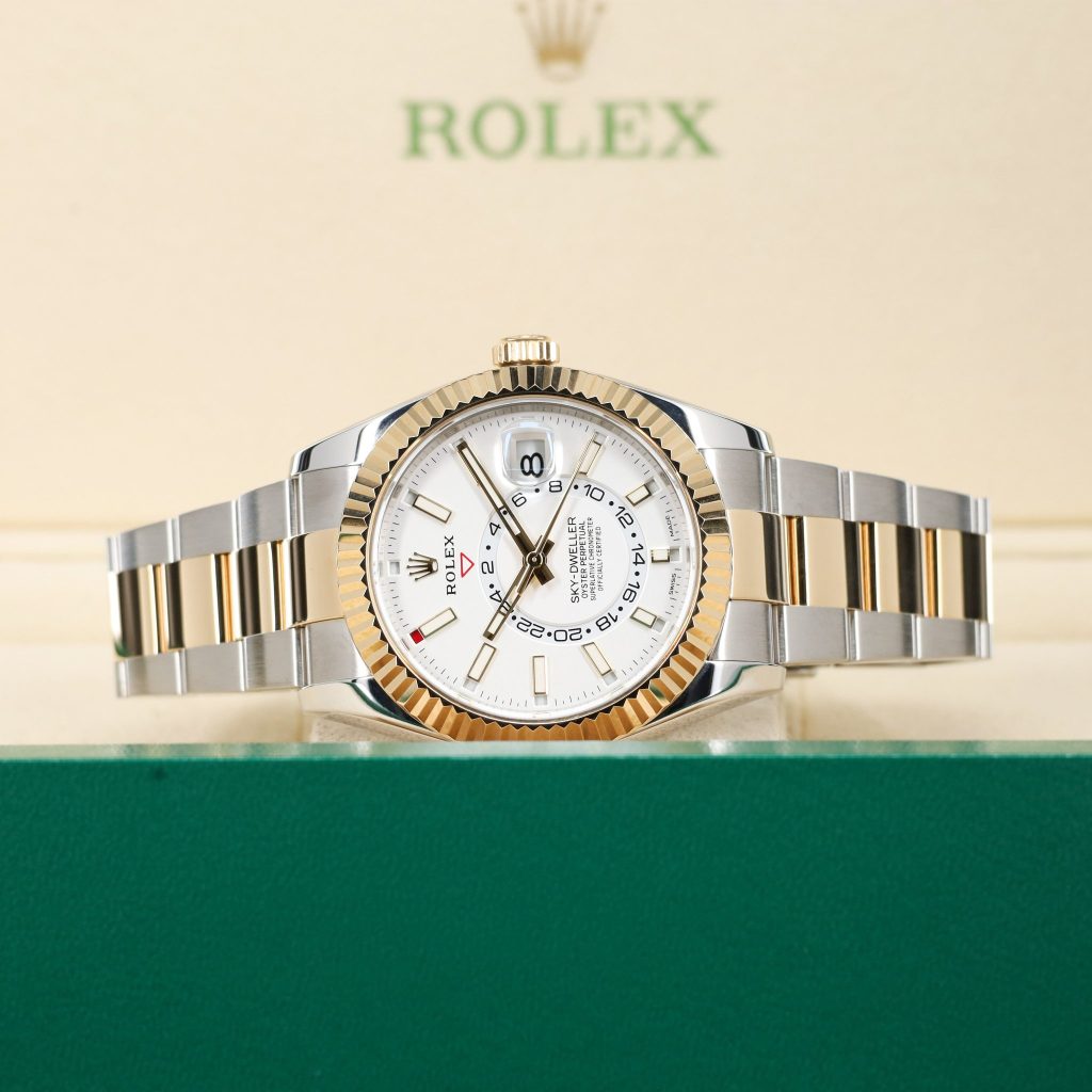 Rolex Sky-Dweller Two Tone Gold White Dial