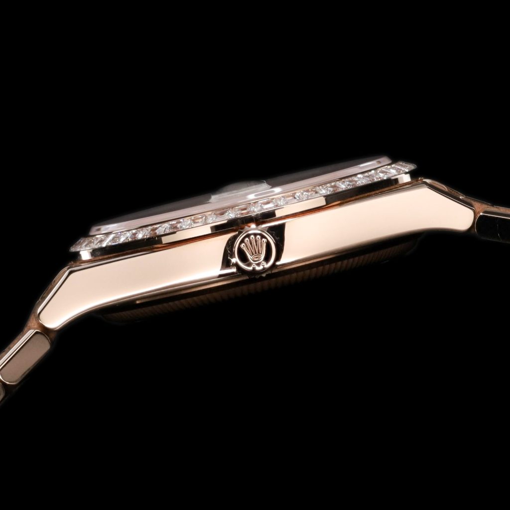 Rolex Land-Dweller Rose Gold White Dial Diamond Bezel