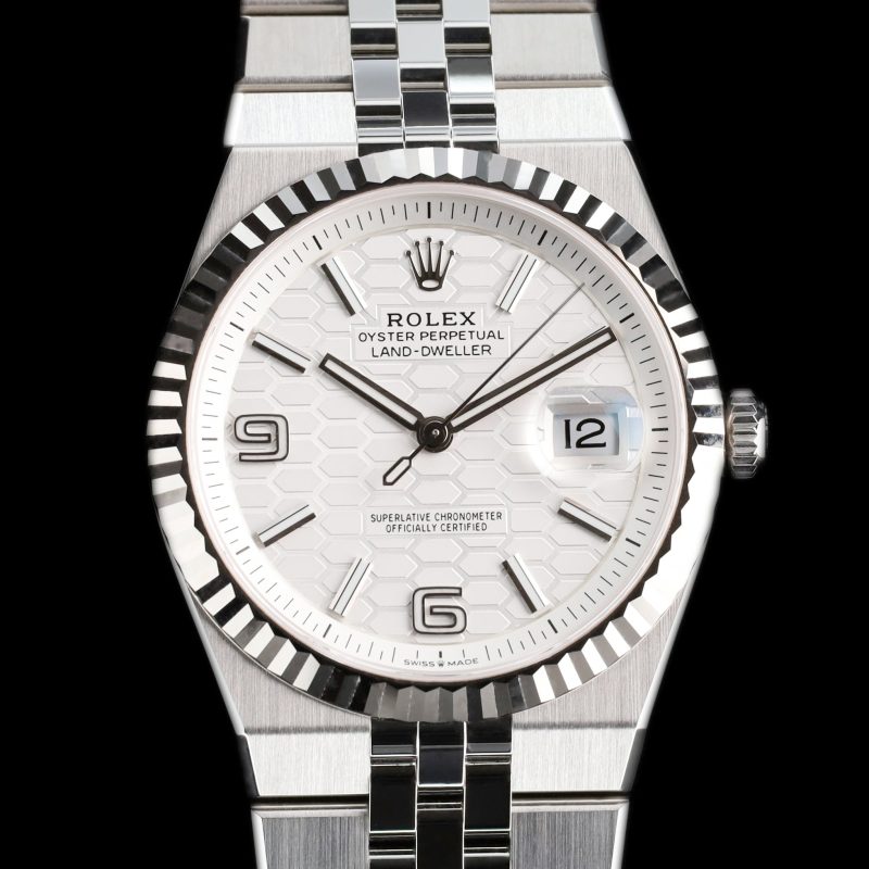 Rolex Land-Dweller Land-Dweller 36 Oystersteel – White Gold / White / Flat Jubilee