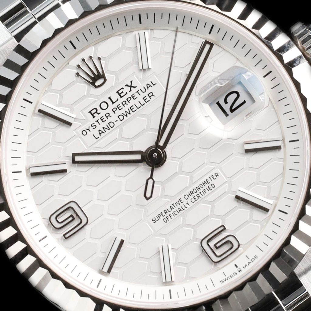 Rolex Land-Dweller Land-Dweller 36 Oystersteel – White Gold / White / Flat Jubilee