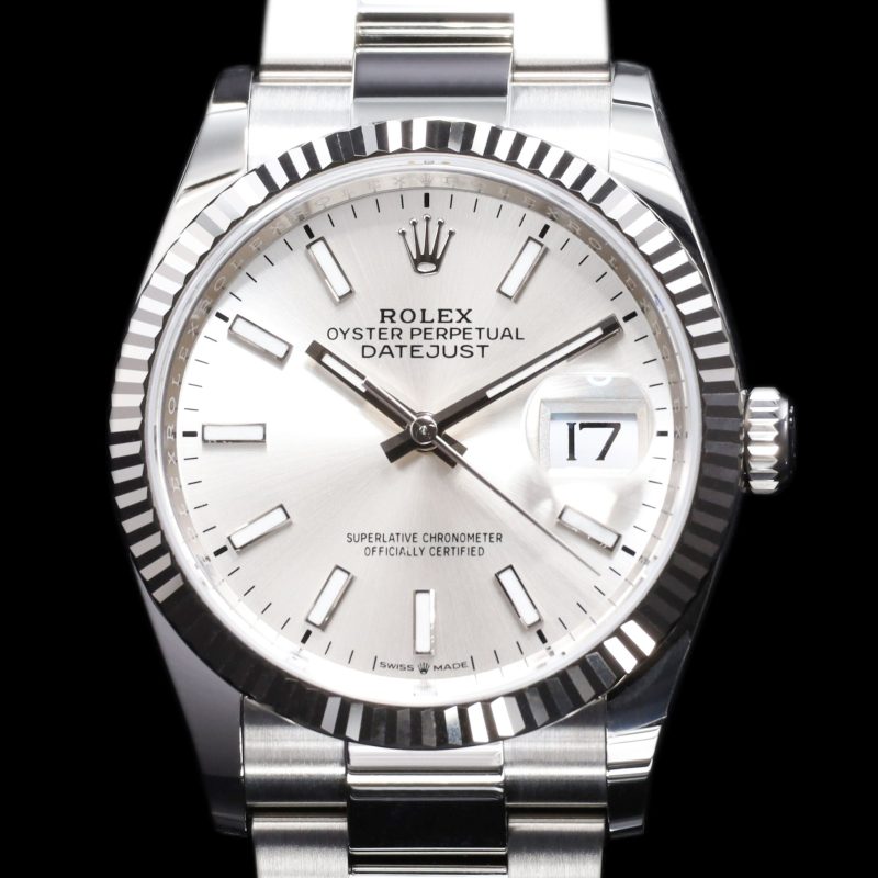 Rolex Datejust Stainless Steel / Fluted / Silver Roman-Diamonds / Oyster