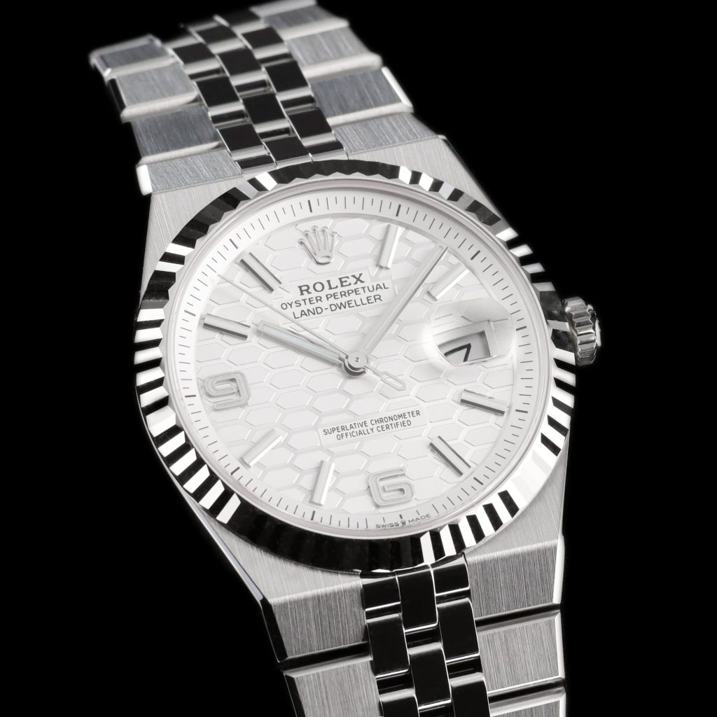 Rolex Land-Dweller Land-Dweller 36 Oystersteel – White Gold / White / Flat Jubilee