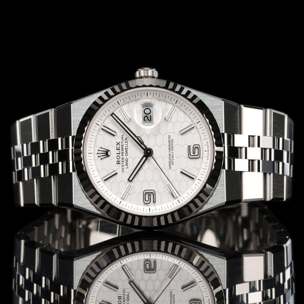 Rolex Land-Dweller Land-Dweller 36 Oystersteel – White Gold / White / Flat Jubilee