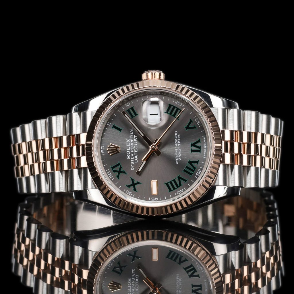 Rolex Datejust 36 Stainless Steel – Everose – Fluted / Slate Roman Diamond / Jubilee