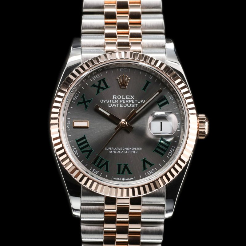 Rolex Datejust 36 Stainless Steel – Everose – Fluted / Slate Roman Diamond / Jubilee