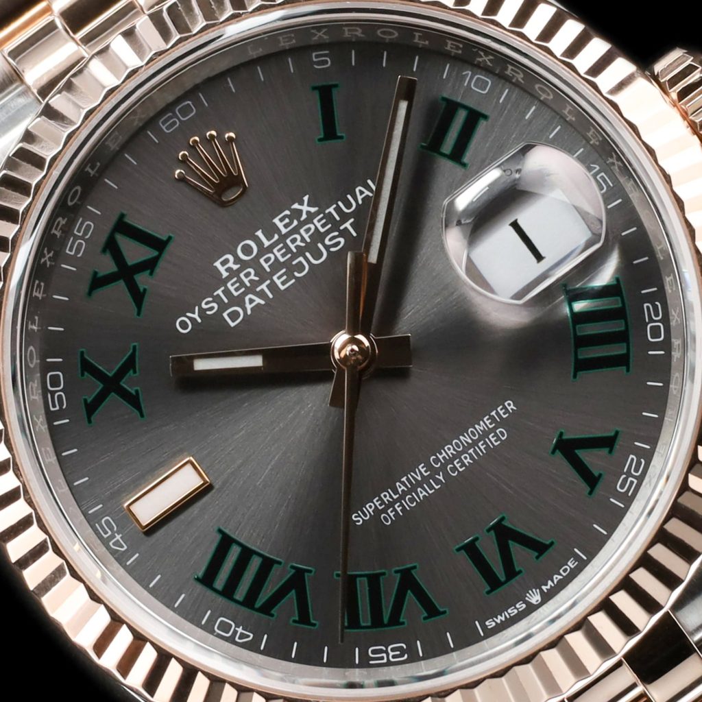 Rolex Datejust 36 Stainless Steel – Everose – Fluted / Slate Roman Diamond / Jubilee