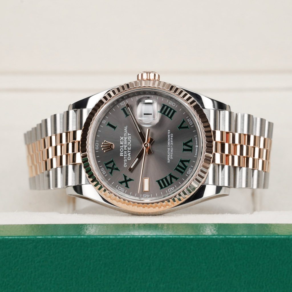 Rolex Datejust 36 Stainless Steel – Everose – Fluted / Slate Roman Diamond / Jubilee