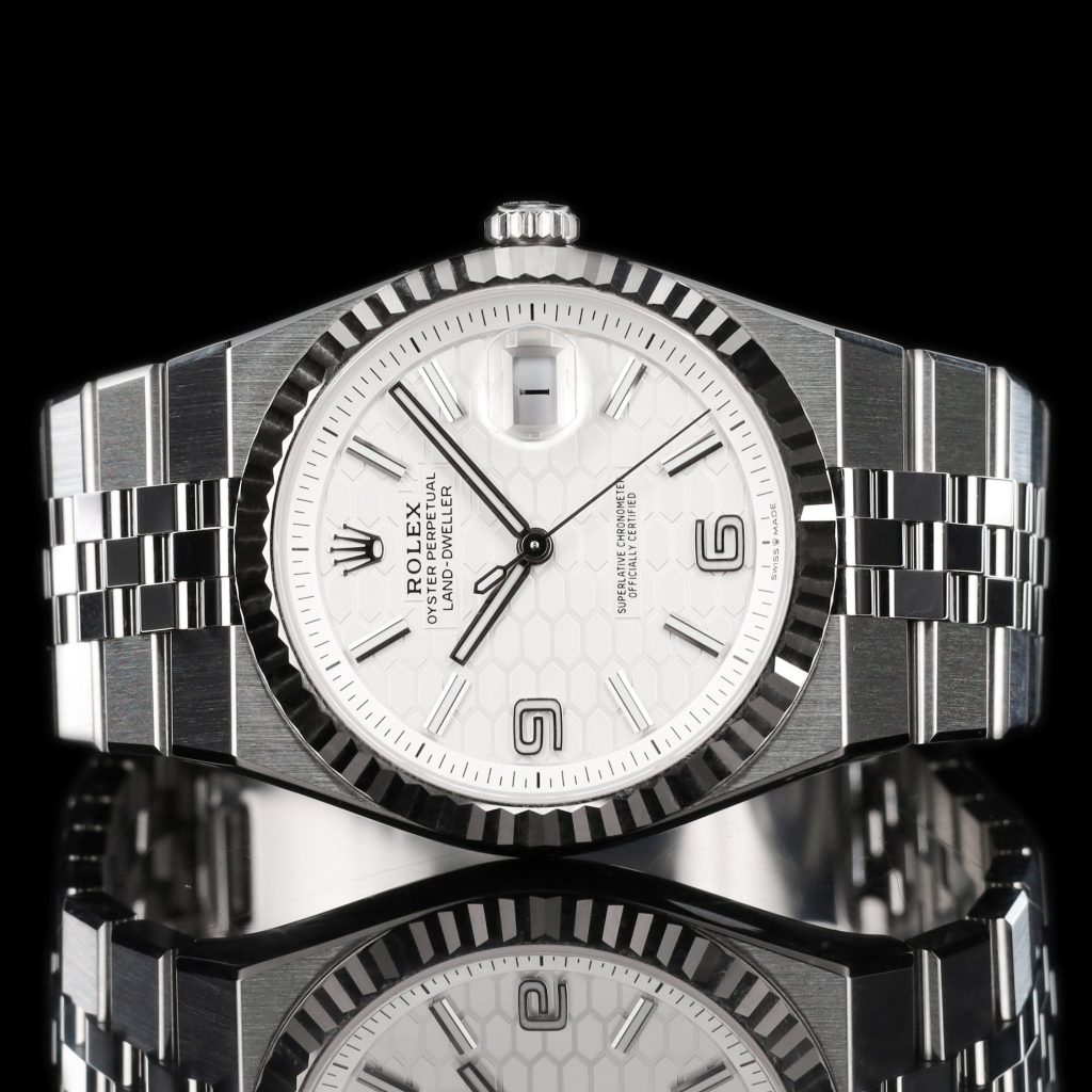 Rolex Land-Dweller Land-Dweller 36 Oystersteel – White Gold / White / Flat Jubilee