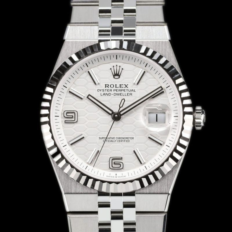Rolex Land-Dweller Land-Dweller 36 Oystersteel – White Gold / White / Flat Jubilee