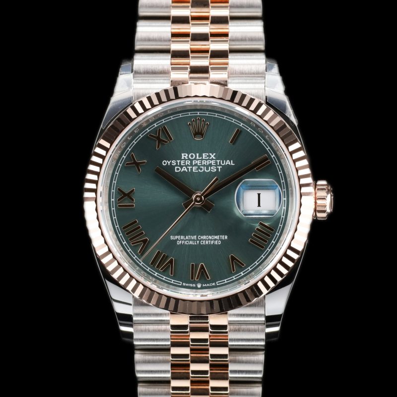 Rolex Datejust 36 Stainless Steel – Everose – Fluted / Slate Roman Diamond / Jubilee