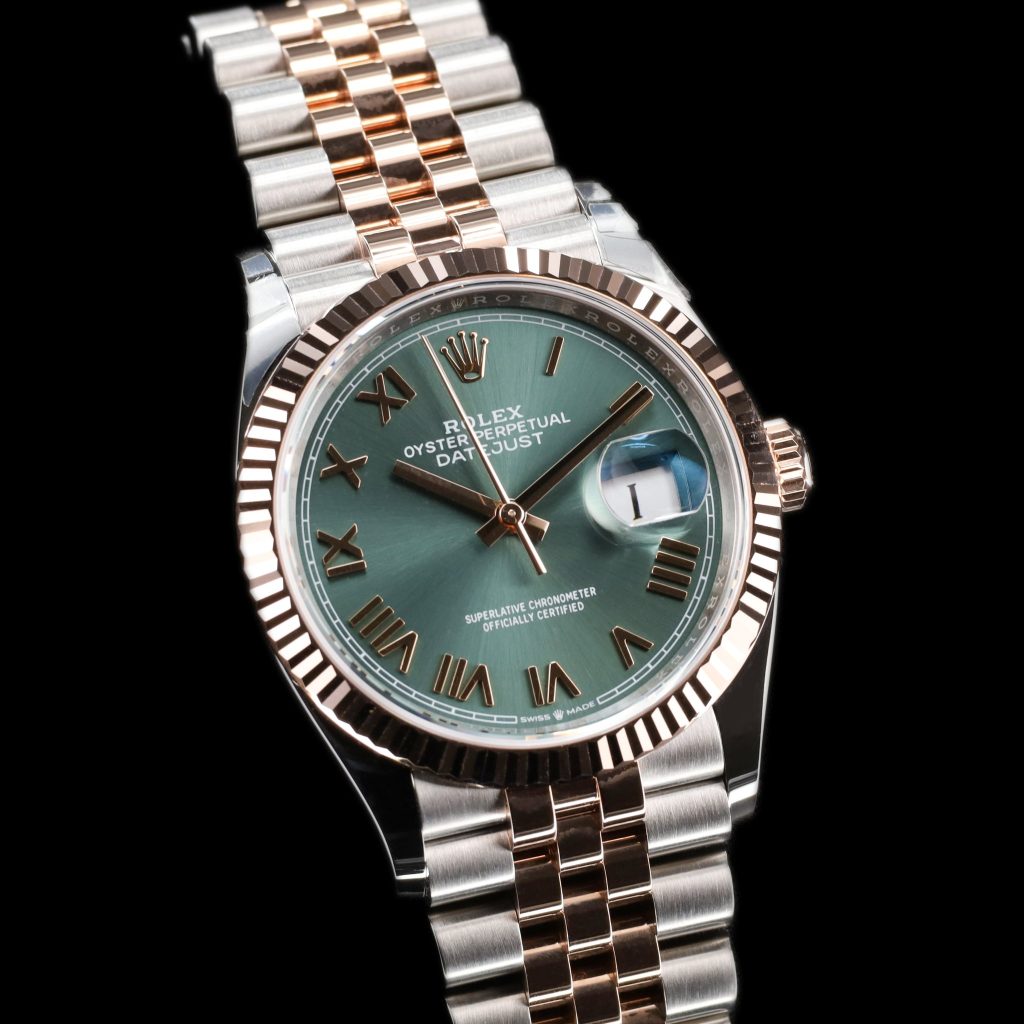 Rolex Datejust 36 Stainless Steel – Everose – Fluted / Slate Roman Diamond / Jubilee